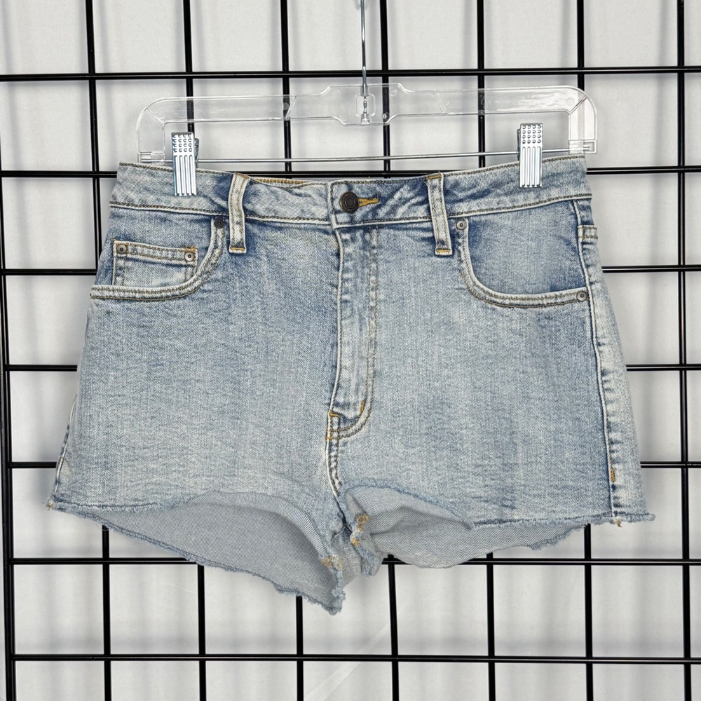 Aritzia Sunday Best Denim Shorts Womens 29 Blue High Rise Raw Hem Distressed